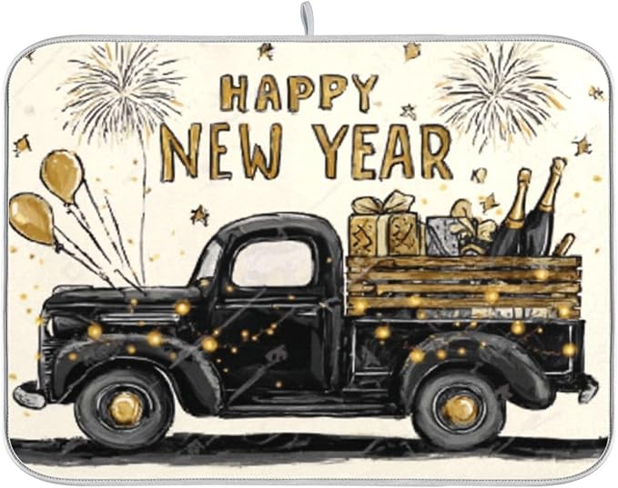 old black truck with bottle