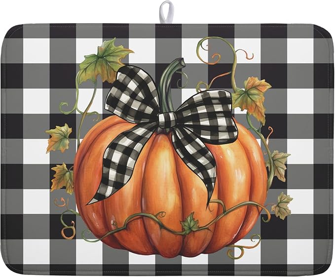 Fall Pumpkin-Black White Buffalo Check