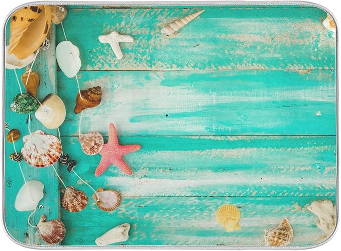 27 Green Shells on the wood board