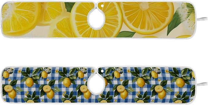 Blue Gingham Summer Lemons Yellow Dandelions