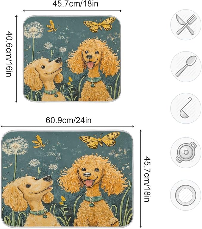 happy poodles and butterflies bees dandelion