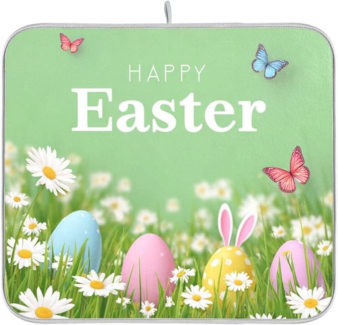 Green Happy Easter Eggs Daisy