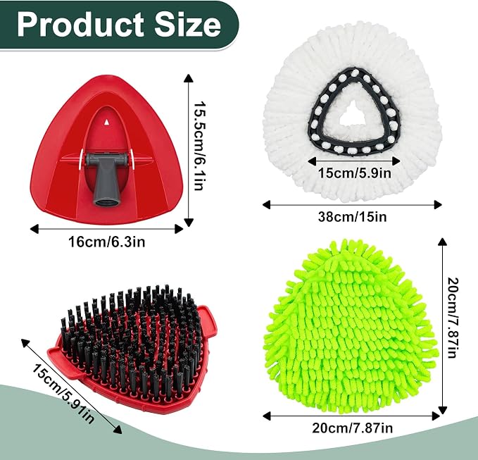 4 White&green Mop Heads&1 Scrubber Mop Head&1 Mop Base