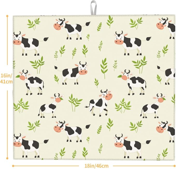 Cute Cow Green Leaf