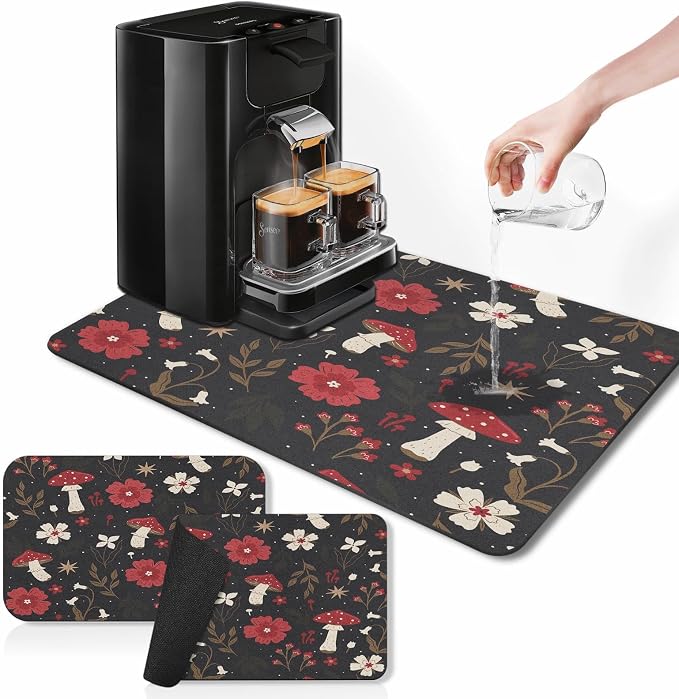 Mushroom Red Floral Black