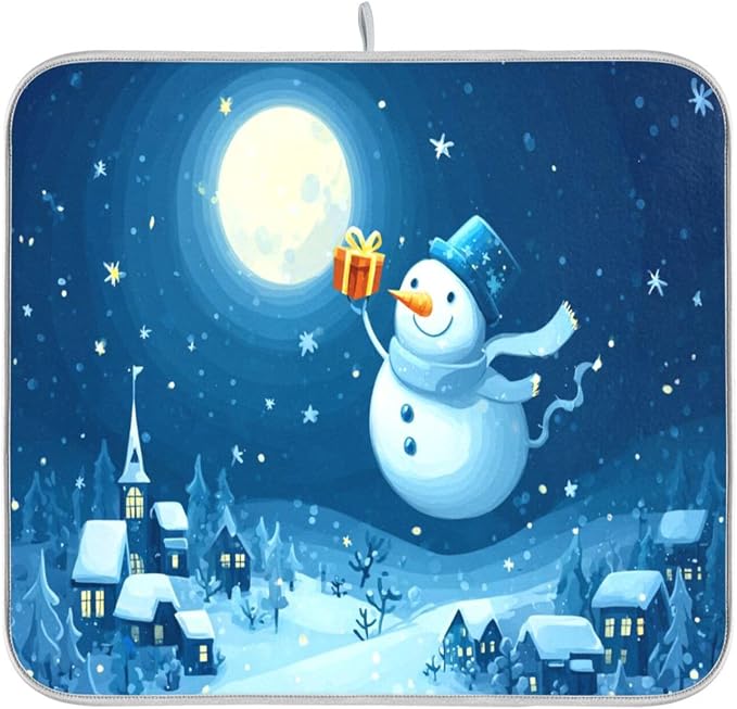 snowman holding a gift