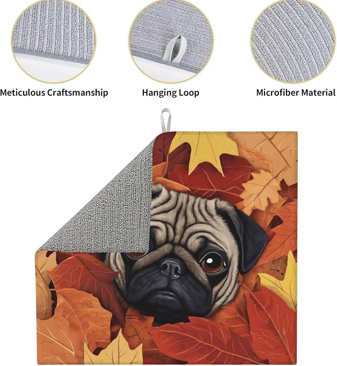 Cute Pug Autumn Leaf