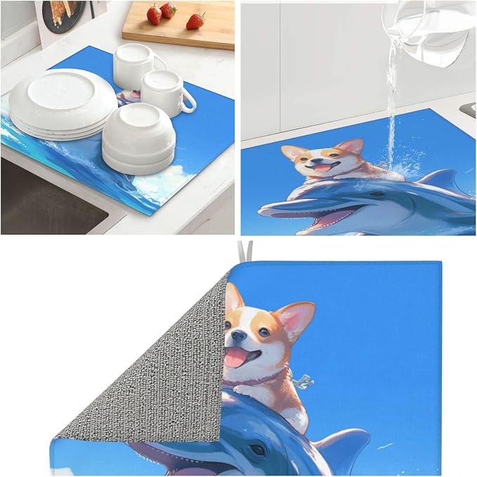 Cute Corgi Riding Dolphin
