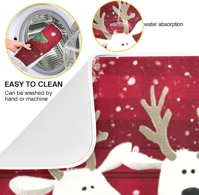 three white cartoon reindeer
