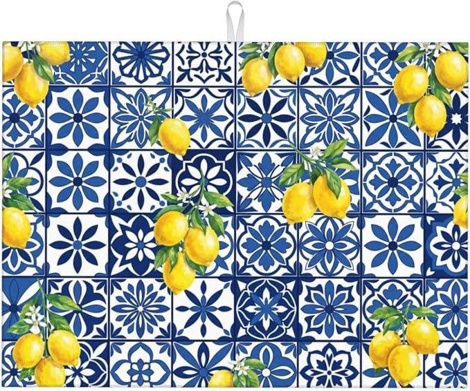 Blue White Tile Lemon