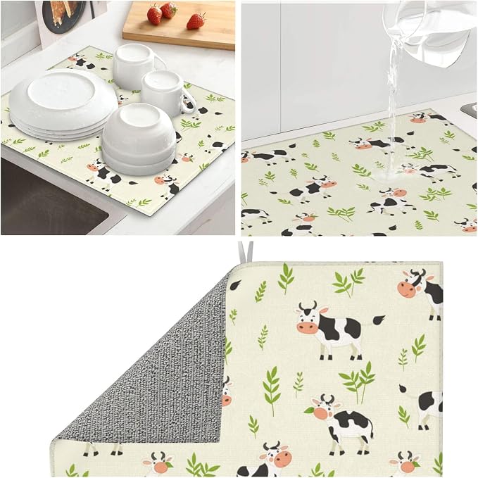 Cute Cow Green Leaf