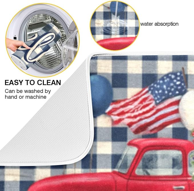 red truck with american flags