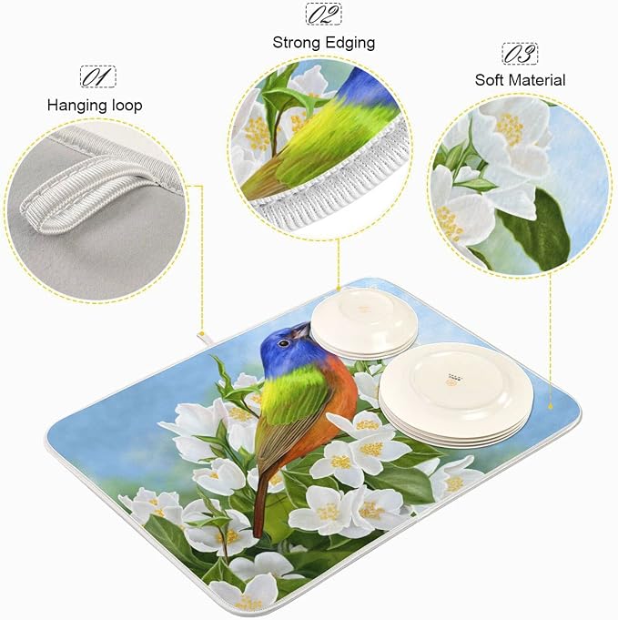 Peach Blossom Blue Hummingbird