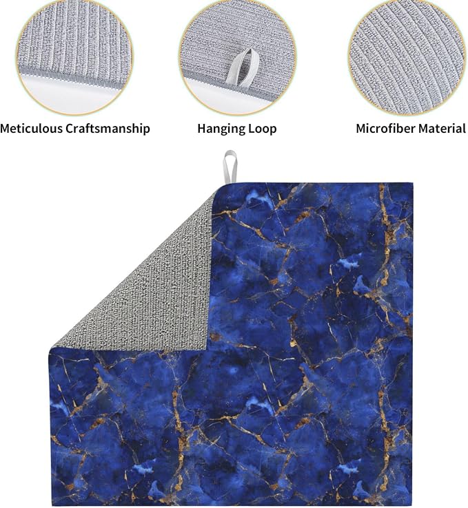 Deep Blue Gold Marble