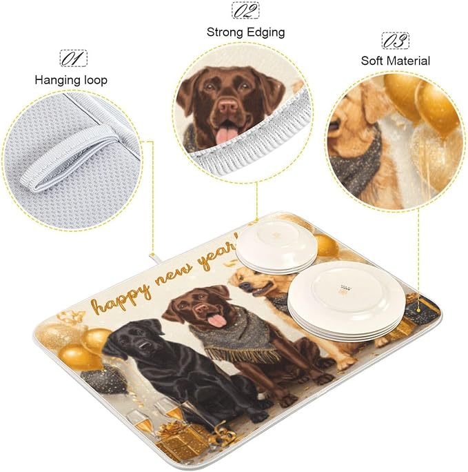 three black labrador dogs