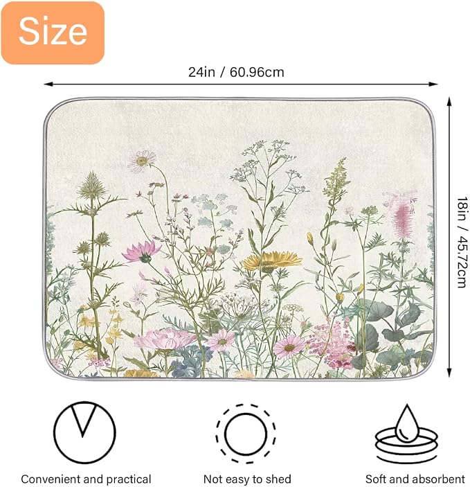 Retro Wildflower Floral Leaves
