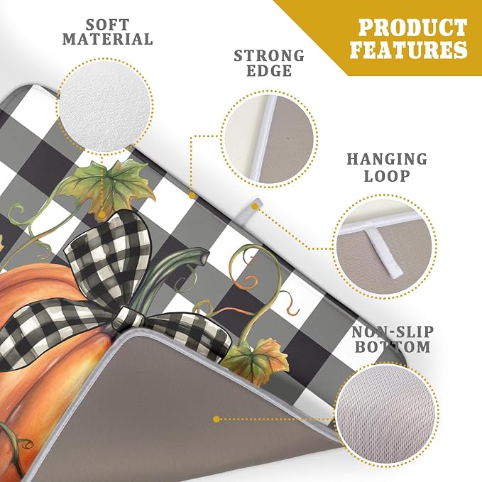 Fall Pumpkin-Black White Buffalo Check