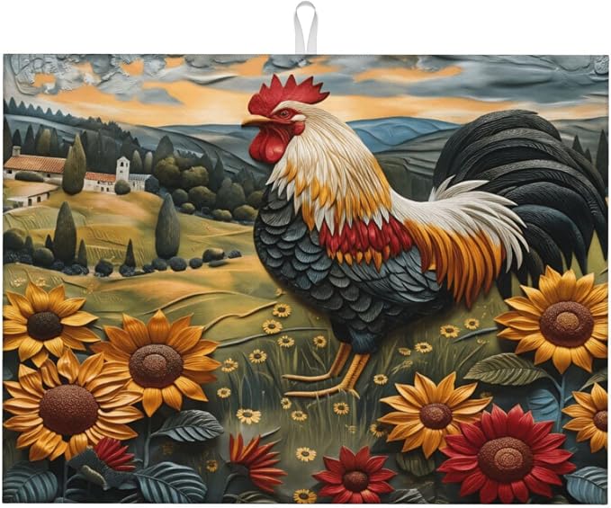 Rooster And Sunflowers