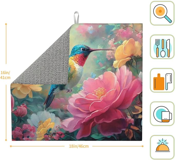Colorful Hummingbirds Floral