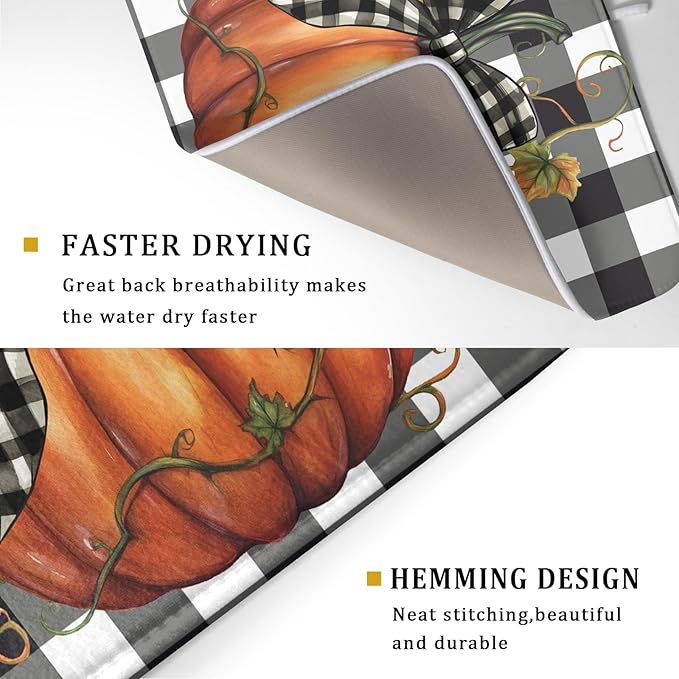 Fall Pumpkin-Black White Buffalo Check