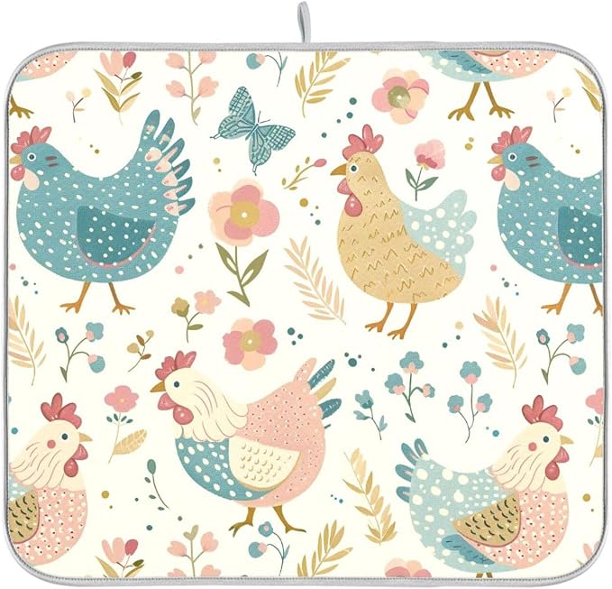 Chickens Flowers Leaves Spring Beige