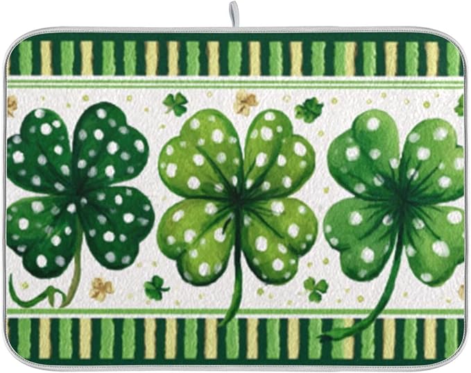 green clovers white polka dots