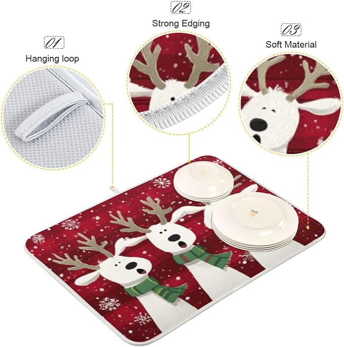 three white cartoon reindeer