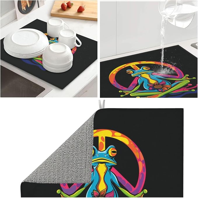 Colorful Meditating Frog Peace Sign
