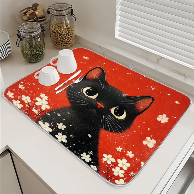Cute Black Cat Red