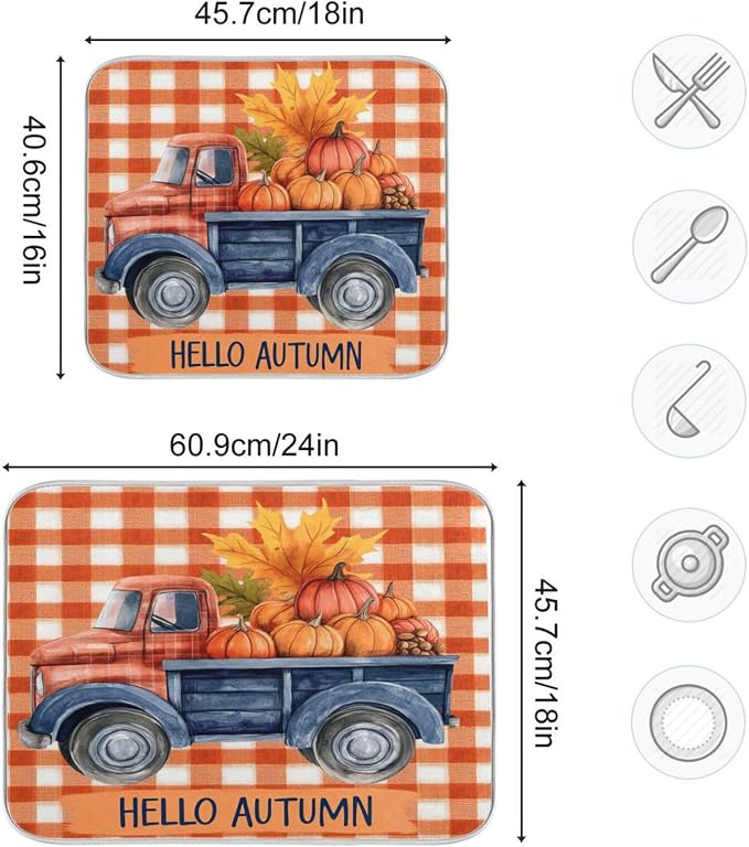 Fall Truck Pumpkins Maple Leaves