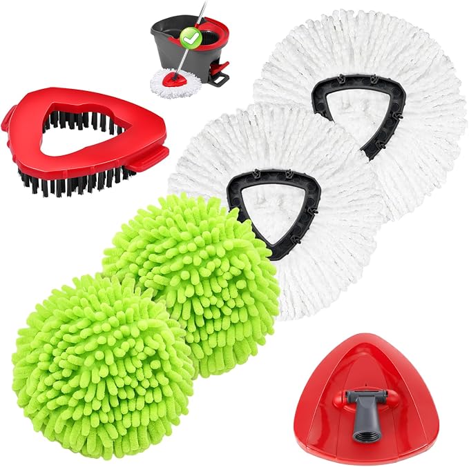2 Green Mop +2 White Mop Heads