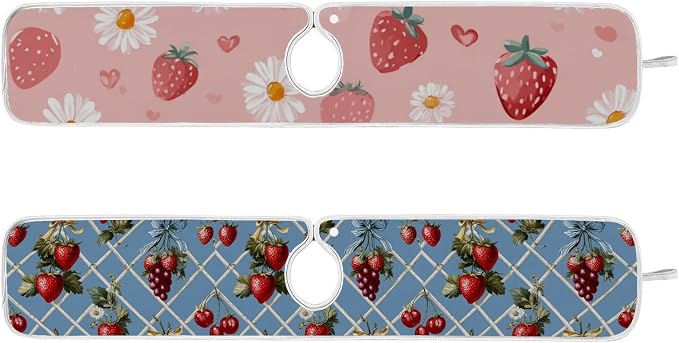 Vintage Grid Strawberry Hearts