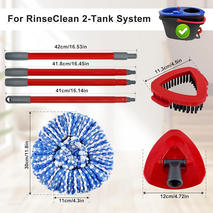 3 Blue Mop Heads + 1 Set Mop Handle ( 2 Tank )