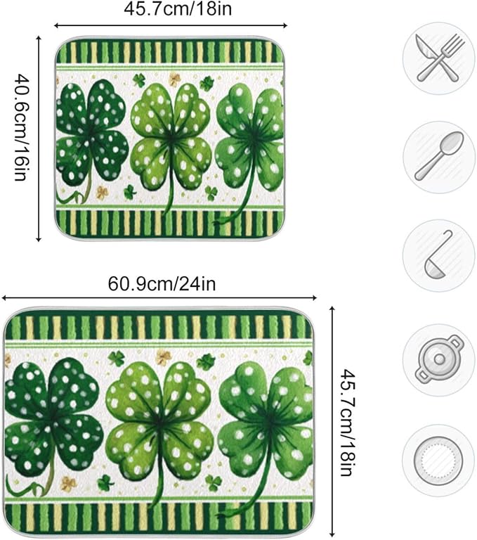 green clovers white polka dots