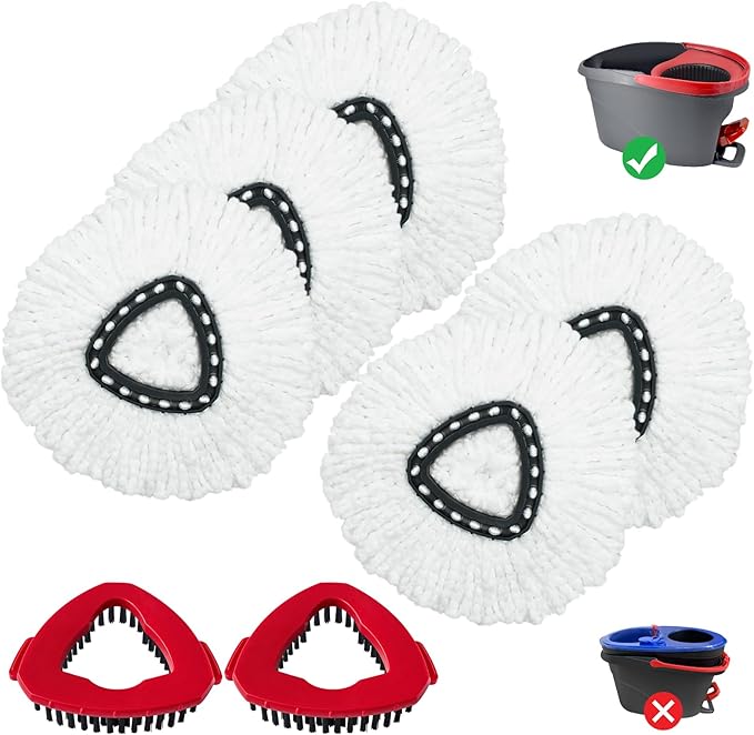 White-5 Mop Heads&2 Scrubber