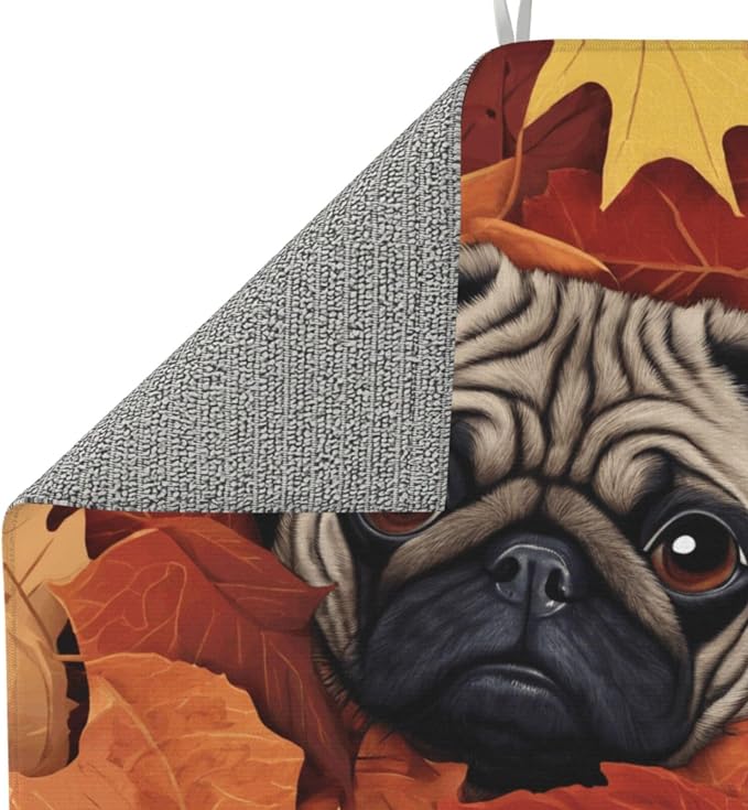 Cute Pug Autumn Leaf