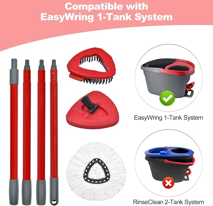 3 White Mop Heads + 1 Set Mop Handle ( 1 Tank )