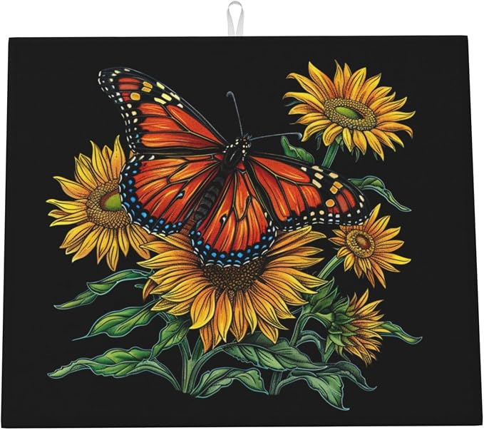 Orange Butterfly Yellow Sunflower