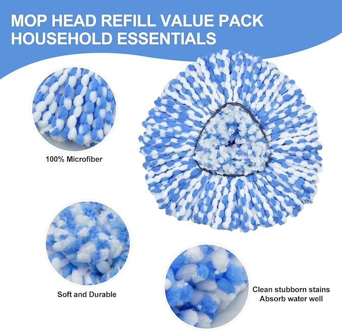 2 Blue Heads + 1 Set Mop Handle + 1 Base + 2 Brush