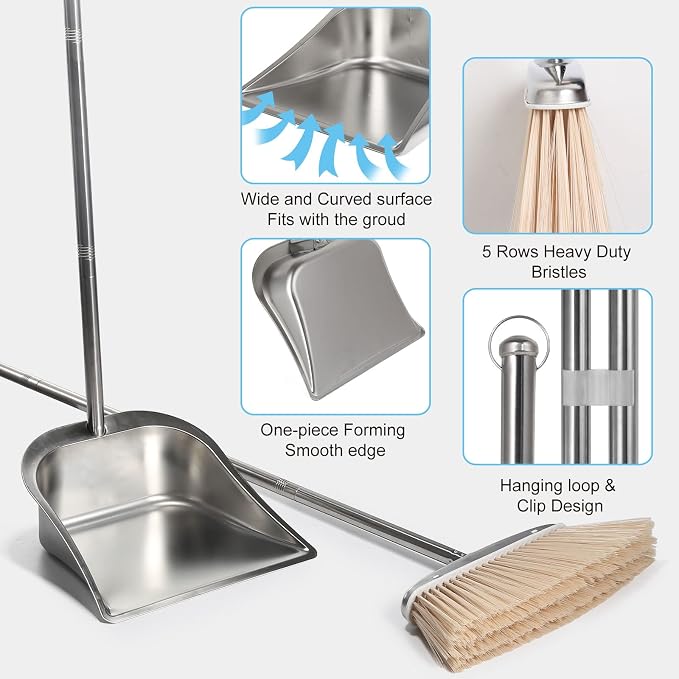Silver Broom and Dustpan Set