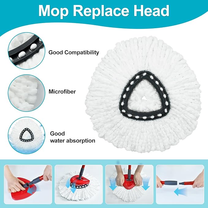 2 White Heads + 1 Set Mop Handle + 1 Base + 1 Brush