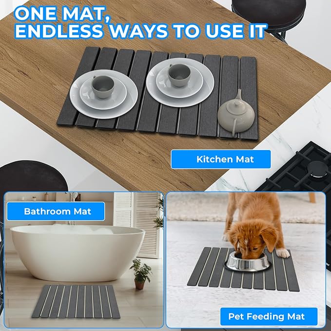 Light Gray Drying Mat + Faucet Mat