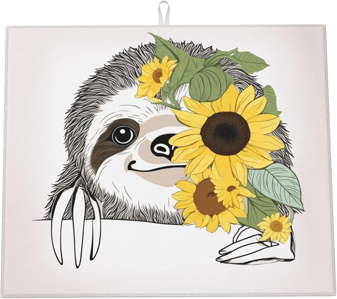 Cute Sloth Yellow Sunflower