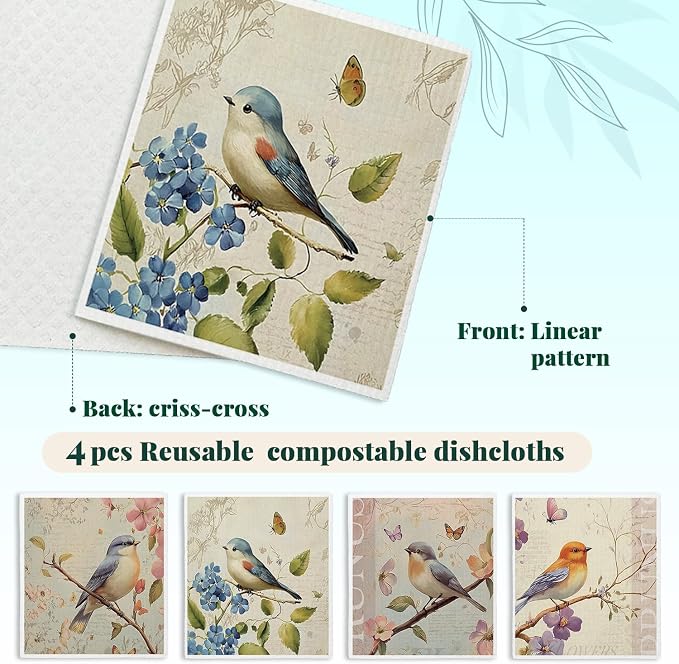 Vintage Bird Flower