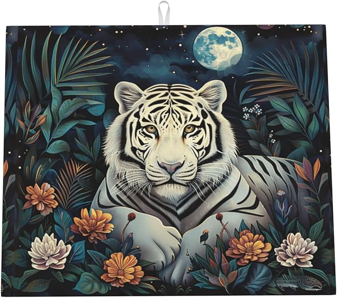 Moonlit Jungle Flower White Tiger