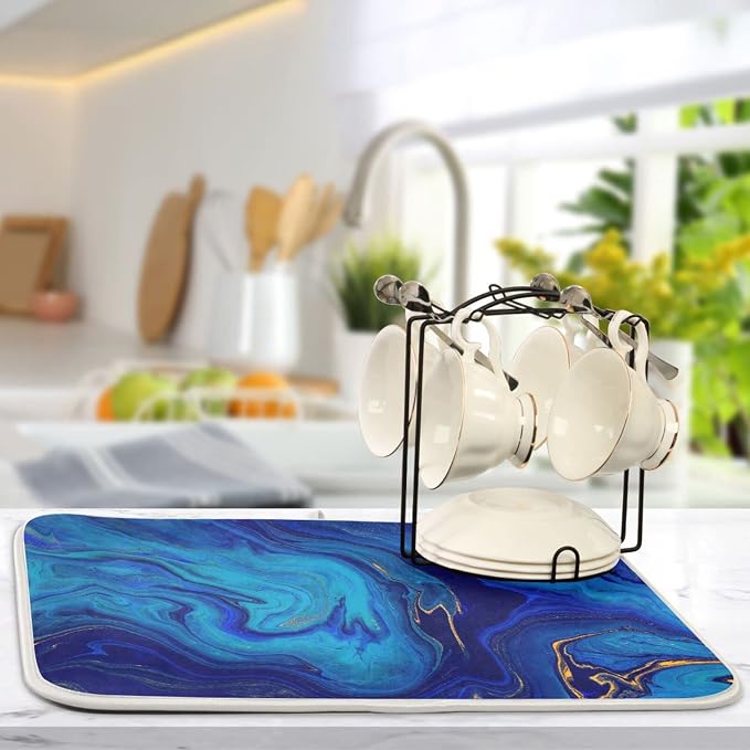 Navy Blue Gold Marble
