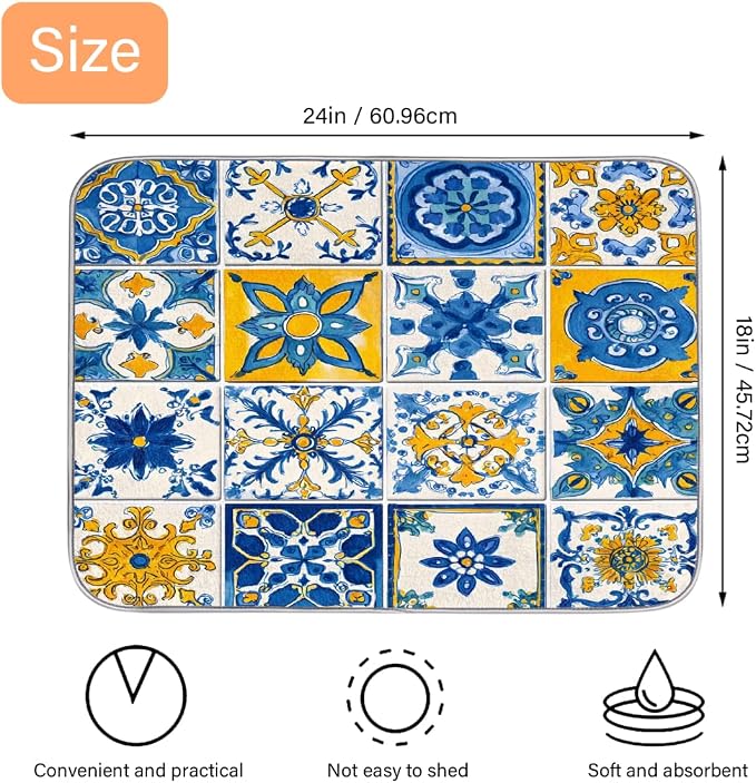 Blue Yellow White Spanish Ceramic Tiles