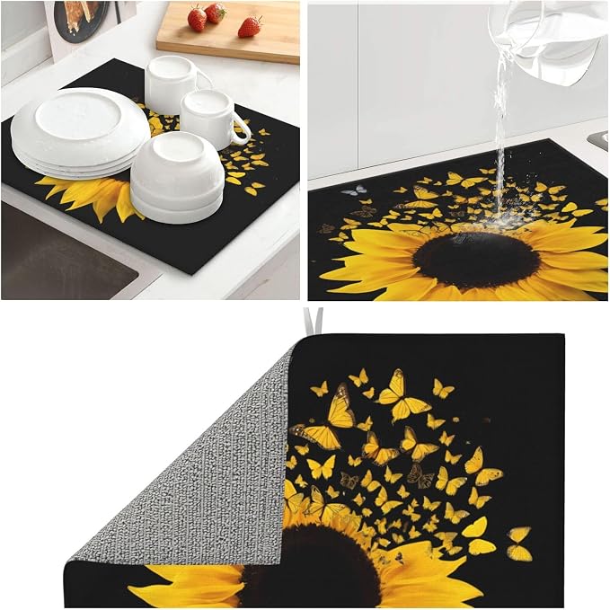 Yellow Sunflower Butterfly Floral