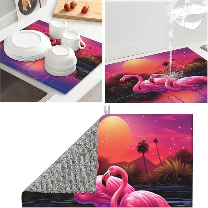 Tropical Plant Pink Flamingo Pair