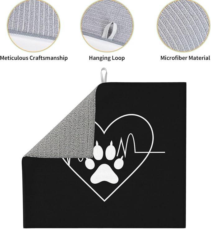 White Heart Paw Print Black